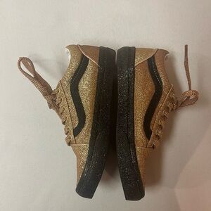 Vans Kids Glitter Gold & Black Sneakers - Like New - size 3